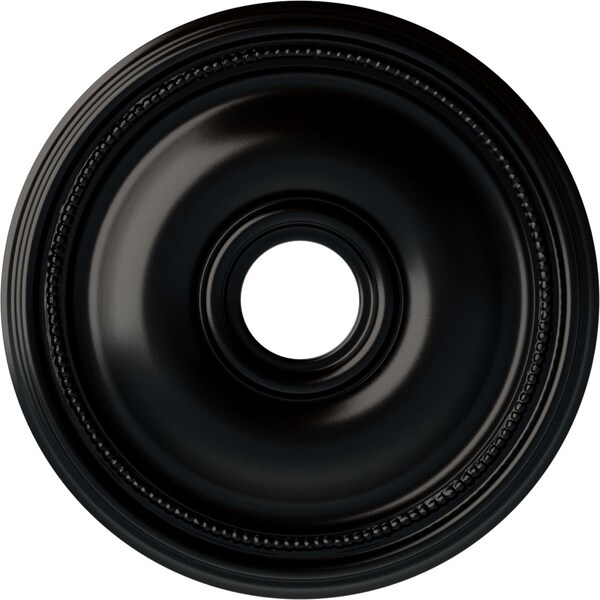 Ekena Millwork Bradford Ceiling Medallion (Fits Canopies up to 4 3/8"), 18 1/8"OD x 3 3/4"ID x 1 1/8"P, Jet Black CM18BRBLF - main